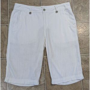 Royal Robbins sz 2 Linen Blend Bermuda style Shorts white 3811